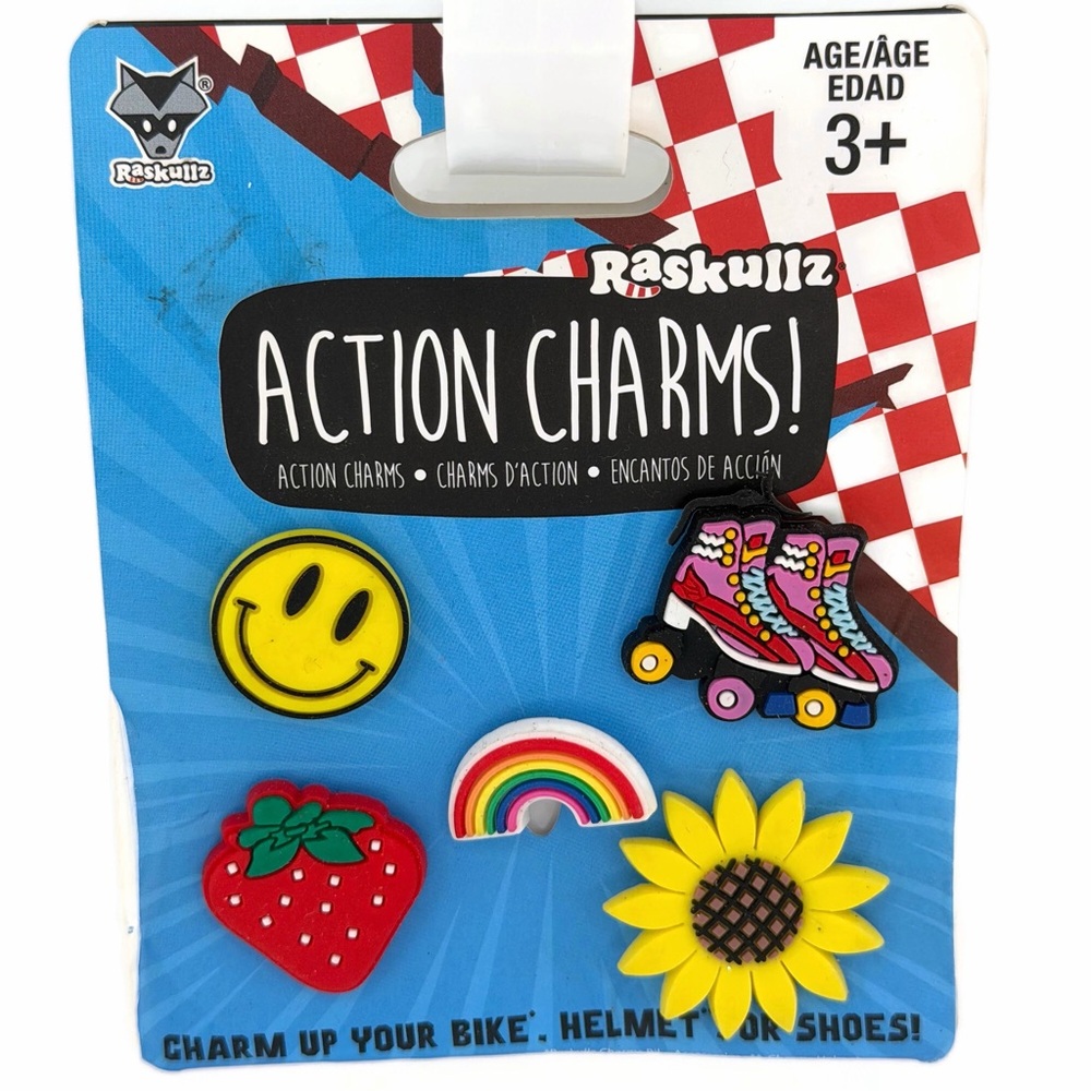 Shoe Charms Pack of 5 — Strawberry, Rainbow, Sunflower, Smiley & Roller Skates